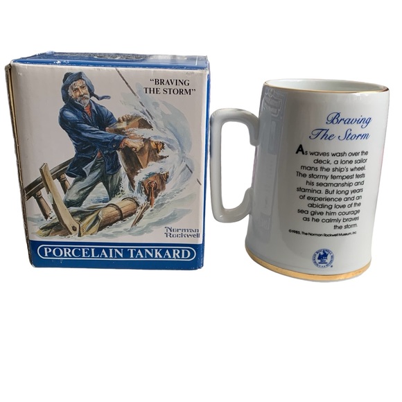 NORMAN ROCKWELL Seafarers Collection BRAVING THE STORM Tankard Mug 12 oz - Picture 2 of 7
